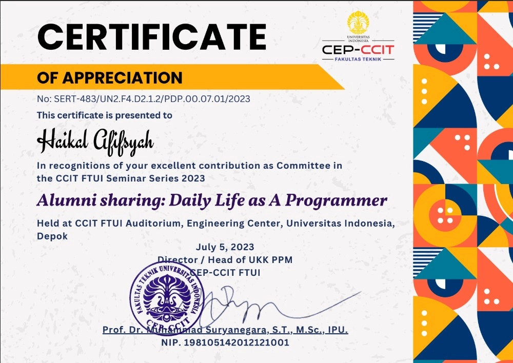 Certificate for Alumni Sharing