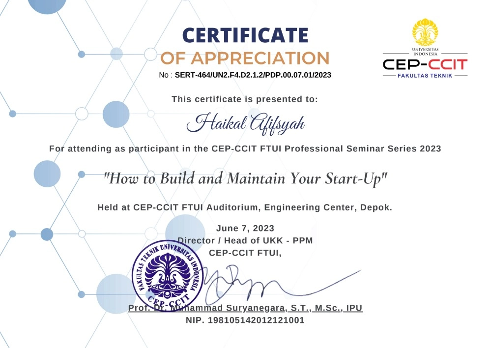 Certificate for Propertree (Start-Up)